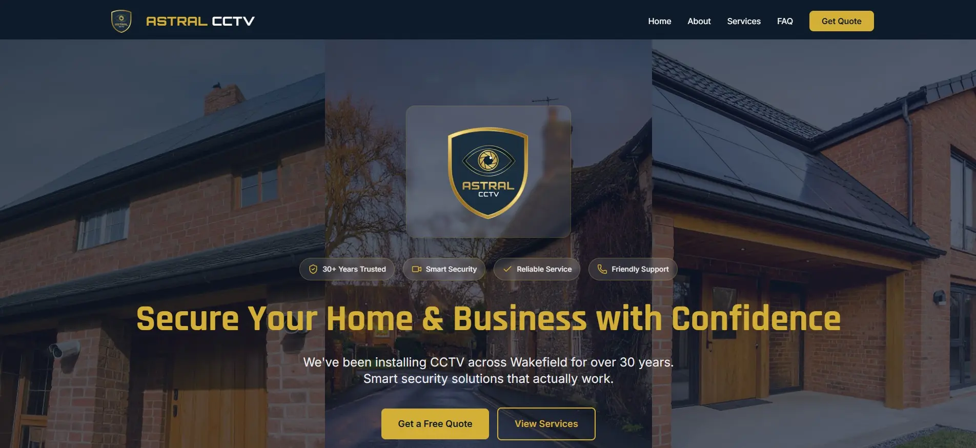 Astral CCTV Website - Professional security systems website for Wakefield CCTV specialists