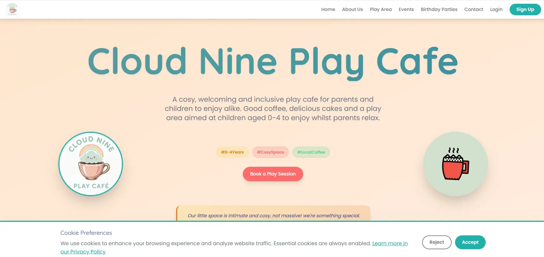 Cloud Nine Play Cafe Website - Full-stack web application with booking system