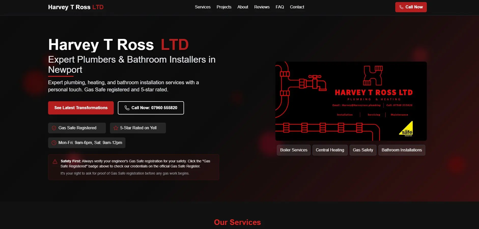 Harvey T Ross LTD plumbing website