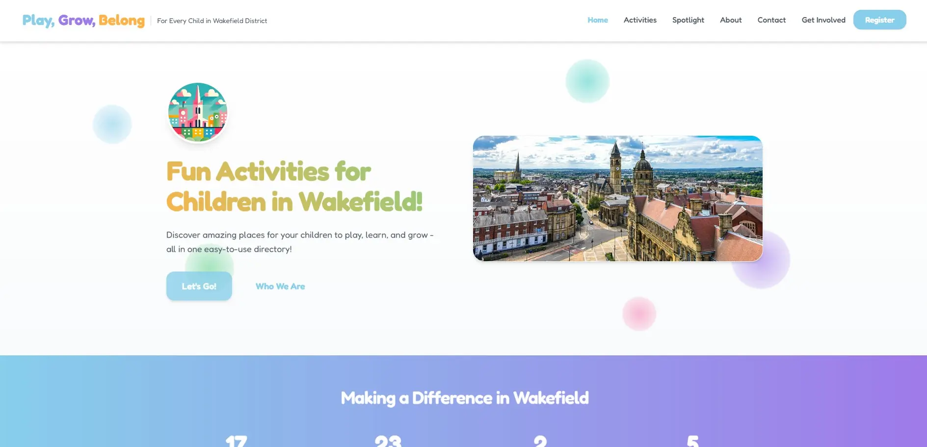 Play, Grow, Belong Platform - Community platform for Wakefield families